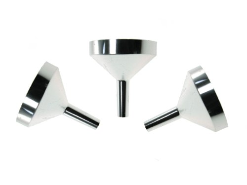 3 X SMALL SILVER METAL FILLING FUNNELS - DIAMETER OF MOUTH 2.3CM