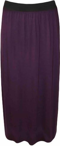 Fashion 4 Less New Womens Big Plus Size Elastic Waist Band Maxi Skirt.UK 12-26 (UK(20-22), Purple)