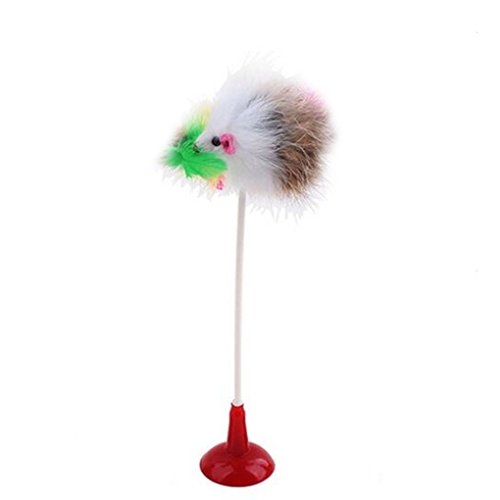 Bobury 20CM Ratón en forma de Juguetes de lechón con plumas de cola Juguetes para los gatos de color al azar