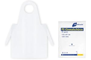 Meditrade Disposable Polyethylene Apron Blocked Individually Tear Off LDPE White Pack of 50 Size 140 x 81 cm