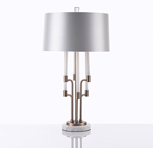 UUS Table Lamp LED Continental Marble Metal Fabric Bedside Lamp, Simple Design, Soft Decoration Of Bedroom Decoration, Warm And Comfortable Atmosphere, Fabric Shade, Warm Light, 78 Cm High (Energy Class A +)