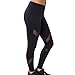 Produktbild Damen Yoga Hose,Sonnena Frauen hohe Taille sexy Skinny Leggings Patchwork Mesh Push up Yoga Pants Polyester/Gestreift/Satin/Elastic Taille/gefaltet/Bleistift Hosen/europäische und amerikanische Art Polyester / Plissee / Solid / Ganzkörperansicht / Skinny / Knöchellänge / Elastische Taille / Satin / 1 * Frauen Hosen (M, Sexy Schwarz)