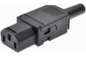 TECHZOCO Conector IEC C13 Hembra de 3 Pines, Conector alimentación C13, Enchufe C13 Hembra, Enchufe IEC C13, Adaptador C13 3 Pin, Apto para Cable de 13 mm2, 250 voltios, 10A, Recto, Montaje rápido