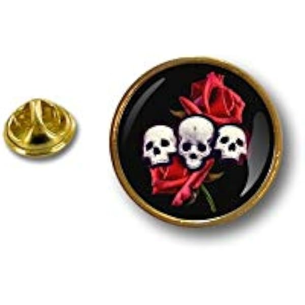 Spilla Da Giacca Teschio Pirata Akachafactory - Badge In Acciaio Inox Con Doma Resina, 2cm, Rosso E Nero - Foto 4