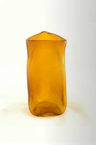 TIN FISH Triangular vase, recycled, handblown glass (15x6cm) - Amber
