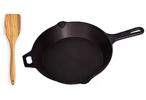 Lunchlab Cast Iron Skillet Frying Pan, Pre-Seasoned Frying Pan, Perfect for Cooking on Gas, Induction and Electric Cooktops - Black (10.15 Inches)