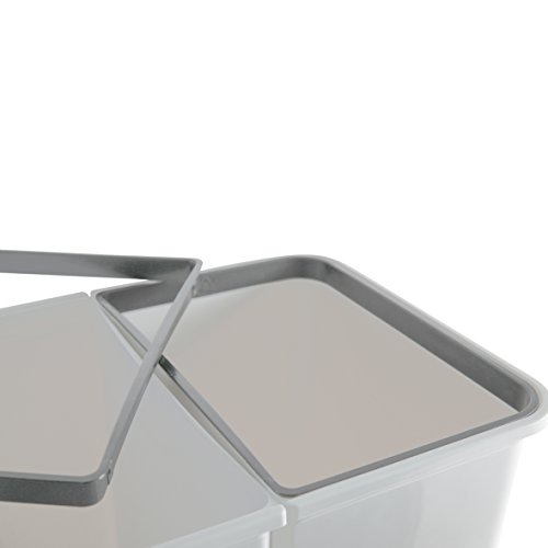axentia Doppel-Mülleimer Zweimer 2 x 23 Liter – Duo-Abfalleimer Grau – Mülltrennsystem für Küche & Bad – Abfallbehälter mit Tipp-Deckel – Müllbehälter für Recycling & Mülltrennung mit 2 Kammern, 43 x 32 x 51 cm - 6