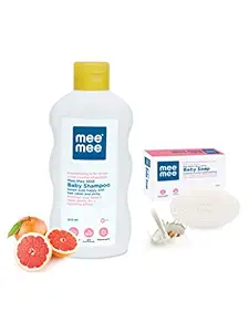 Mee Mee Mild Baby Shampoo with Fruit Extracts, 500ml and Nourishing Baby Soap with Almond and Milk Extracts, 75g