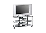 tv tisch glas messing Kabeldurchlass MAJA-Möbel 1610 9499 TV-Rack, Metall Alu - Klarglas, Abmessungen BxHxT: 95 x 52,8 x 51,4 cm