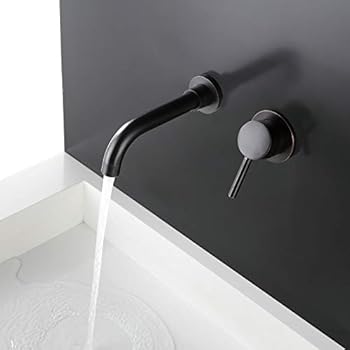 JRUIA 3-Loch-Wandmontage Schwarz Waschtischarmatur Unterputz Bad