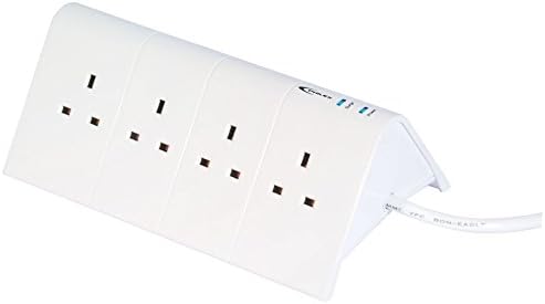 Surge Protection Extension Lead - Ridge 4 Socket Extension Lead Premium High Gloss Finish With 1m Cable