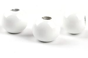 Oneyijun 50 Piezas Cuentas de Madera Naturales Redondas de Colores para Bisutería DIY - Abalorios de 20mm con Agujero para Manualidades, Decoración y Creación de Joyas (Blanco)