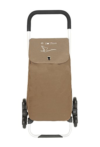 Einkaufswagen Treppensteiger Bo Time – Große Griff große Räder große Kapazität 52L – Chassis 100% Aluminium – Beutel Polyester 600D (braun) - 2