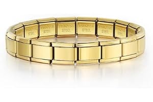 MON & SONS M&S Starter Bracelet Bangle Gold Rose Silver Stainless Steel 9mm Italian Link Charm Compatible With Nomination Bracelet