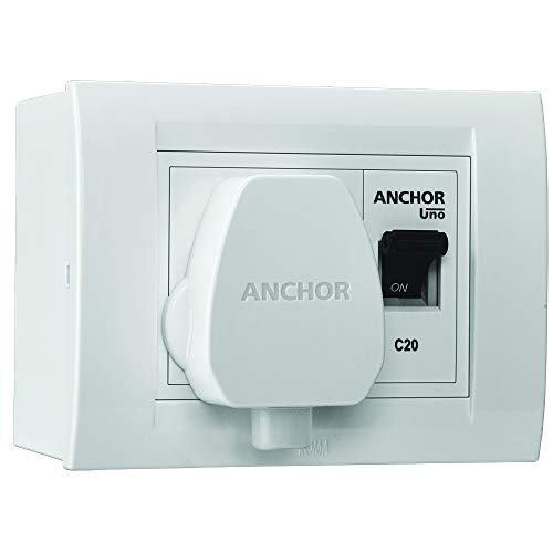 Anchor by Panasonic Polycarbonate Modular AC Box with 20Amps Single Pole MCB, enclosure and Heavy Duty ISI Plug Top (White)