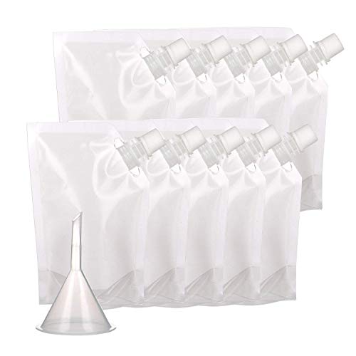 Favsonhome 10 Pieces Drinks Flasks Liquor Pouch Reusable Drinking Flasks Concealable Plastic Flasks with Plastic Funnel (420 ml)