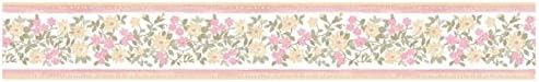 Cristiana Masi – Flower Border Wallpaper by Pastel Colours Pink, Green and Beige Blooming Garden 4181