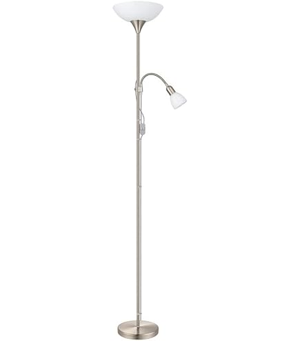 BRILLIANT lamp Spari uplighter leesarm zilver/wit | 1x A60, E27, 60W, geschikt voor standaardlampen (niet inbegrepen) | Schaal A tot E | Met snoerschakelaar