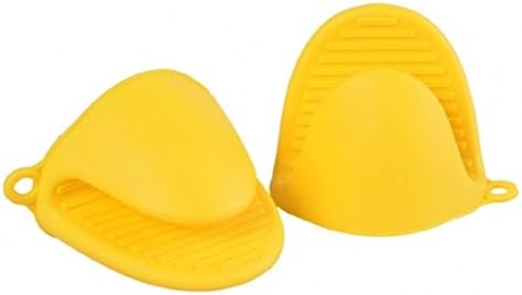 Livedeal 2 Pairs(4PCS) Oven Mini Mitts Silicone Pot Holder Cooking Pinch Grips Yellow
