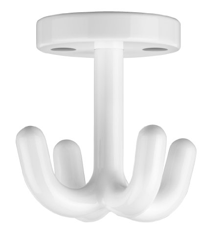 WENKO 4214085100 4-fach Haken - drehbar, für Küche, Bad und Haushalt, Kunststoff, 7 x 7 x 7 cm, Weiß