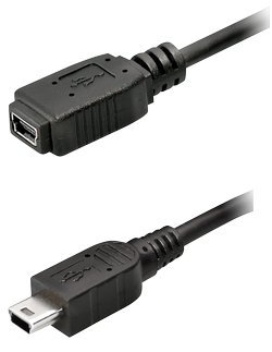 USB 2.0 Mini B Verlängerung (USB Mini Stecker 5polig auf USB Mini B Buchse 5polig) 1,2 Meter