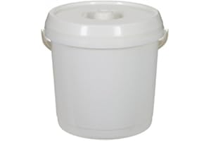 WHITEFRUZE 14L Plastic Bucket With LID 3 Gallons Baby Nappy Bucket/Bin Storage, Buckets Container High Quality Pail Cream