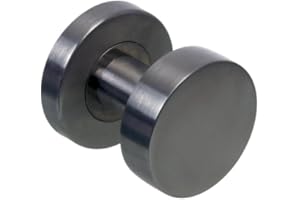 NAJDER Edelstahl Türknopf, Einzeln, Flacher Türknopf, Fest Türgriff, Flacher Knopf auf Rundrosette, Edelstahl Türknauf mit einem Satz Befestigungsschrauben (AISI 304)