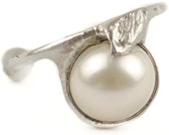 Earring small silver hoop earrings with large freshwater pearl gem Speaker L for Left Ear