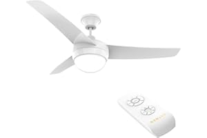 Newlux - Deckenventilator mit Licht und Fernbedienung Roof W420 mit 3 Flügeln (Ø 106 cm), F. Inverter, 4 Stunden und 3 Gel, Kupfermotor 60 W und Abdeckungsbereich 35 m2, inkl. Montage-Set, Weiß