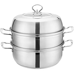 Cuiseur à vapeur en acier inoxydable 2 couches épaisses double fond pot à soupe ménage à une seule couche vapeur cuiseur à induction universel 32 cm