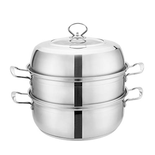 Cuiseur à vapeur en acier inoxydable 2 couches épaisses double fond pot à soupe ménage à une seule couche vapeur cuiseur à induction universel 32 cm