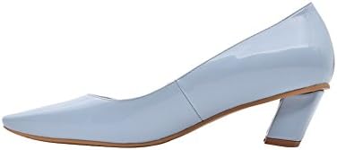 Verocara Women's Chunky Heel Comfortable Elegant High Heel Square Buckle Pumps Blue Patent-a 7.5 UK