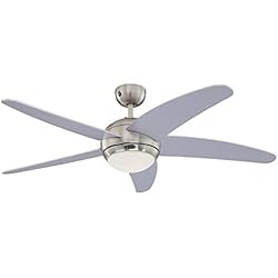 Westinghouse Bendan Ventilador de Techo R7s, 80 W, Aabado en Cromo Satinado con aspas Plateadas