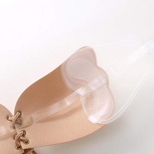 MORCHANLes Femmes Auto-adhésives sans Bretelles Bandage de Gel de Gel de Maille translucide de Silicone Push Up Invisible️(B,Kaki)