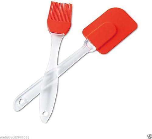 NEW 2 PIECE SILICONE SET SPATULA & BRUSH HEAT RESISTANT NONSTICK Assorted Colour