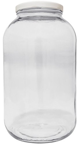 Viva Haushaltswaren #62203# Xxl Einmachglas 4250ml, Glasdose, Vorratsglas mit weißem Schraubverschluss und Beschriftungsetikett Vorratsdose, Glas, Transparent, 15.9 x 15.9 x 27 cm - 2