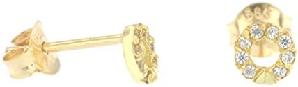 ERCE Design Mini Earring Studs round with Cubic Circonia, 14 ct. Gold 585, Size 4 mm, in Gift Box