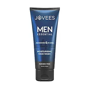 Jovees Herbal Men Essential Face Wash, Advanced 4 in 1 Moisturising Facewash | Cleanser | Exfoliator | Rejuvenator | Moisturiser ? Paraben & Alcohol Free, 100 GM (Pack of 1)