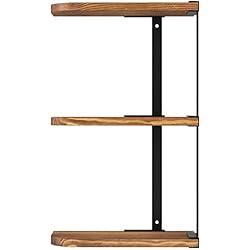 SONGMICS Étagère Murale d'Angle à 3 Niveaux, Étagère Flottante du Coin en Bois Massif et métal, Rustique, pour Chambre, Cuisine, Salle d'étude, LSN04CB