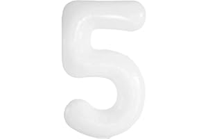 Vthoviwa 40 Zoll/18 Farbens Luftballon Zahlen 5 Weiß, Luftballon 5. Geburtstag Foil Ballon, 0123456789,10-19,20-25,30,40,50,60,70,80,90, Folienballon 5 Party Dekoration Helium Unterstützen