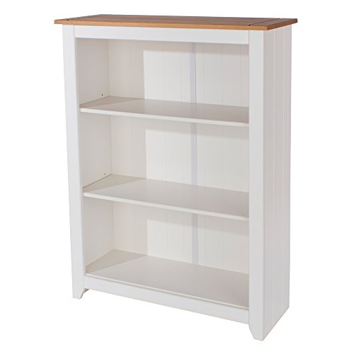 Core Products Low Bookcase, White with Antique Wax Top