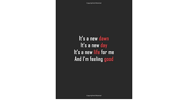 It S A New Dawn It S A New Day It S A New Life For Me And I M Feeling Good Inspirational Quote Notebook Black And White Cute Gift 8 5 X 11