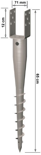 PREMIUM KRINNER Eindrehanker für Pfosten 70 x 70 mm, Länge: 670 mm, 21073 - 2