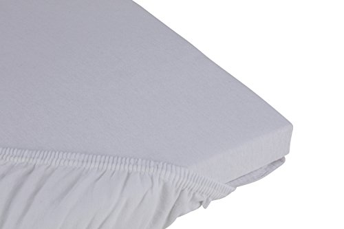 S.Ariba Soft Comfort Baumwolle Jersey-Stretch Spannbettlaken, verschiedene Farben und Größen, Weiß 140x200cm bis 160x200cm - 2