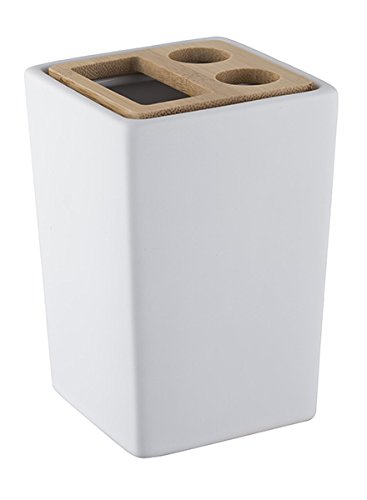 Nizza Mare Free Standing Collezione Pure Design portaspazzolini, Colore: Bianco, 7,5 x 7,5 x 11 cm