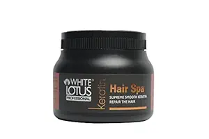 WHITE LOTUS PROFESSIONAL Keratin Hair Spa Treatment, Make Your Hair More Smooth | Hair Spa Repairing Cream Bath for Damaged Hair - (500 Grams)