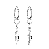 Pueden ser utilizados también quitando la pluma, diseño elegante, ligero y cómodo de llevar, pendientes de plata adecuados para el uso diario