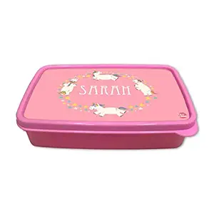 Nutcase Personalized Snack Box for Kids School Customized Plastic Lunch Box for Girls - Ideal Return Gifts for Birthday - White Unicorn