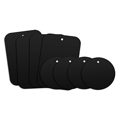 [8 Pezzi] iVoler Placche Metalliche,(4 rettangolari e 4 tonde), 8 piastrine con un adesivo 3M per Supporto Magnetico Auto Universale / Supporto Auto Smartphone Porta Telefono / Supporto Magnetico Auto Air Vent / Magnetico CD Slot Car Mount ect