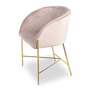 Salesfever Polsterstuhl Sjard In Blau Esszimmer Stuhl In Samt Optik Mit Armlehnen Gestell Messing Farben Sitz Und Samtmobel